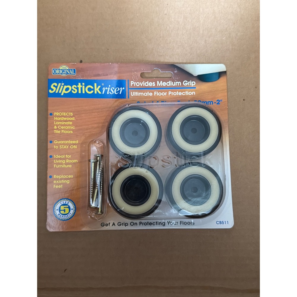 Slipstick CB511 2 Inch Furniture Riser Floor Protector Feet 4 Pack Black CB511